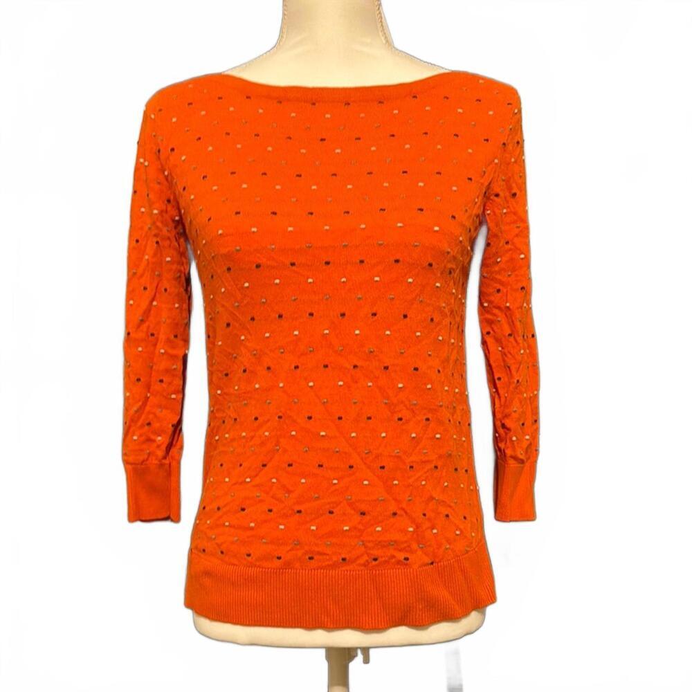 Chic The Limited Orange Knit Sweater with Polka Dots - Size S